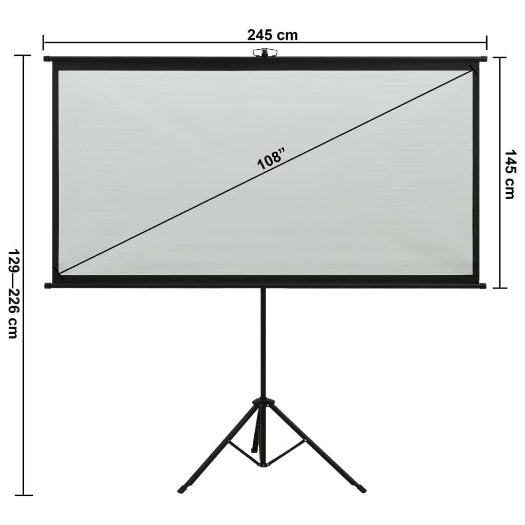 vidaXL projektori ekraan statiiviga, 108" 16:9 hind ja info | Projektori ekraanid | kaup24.ee