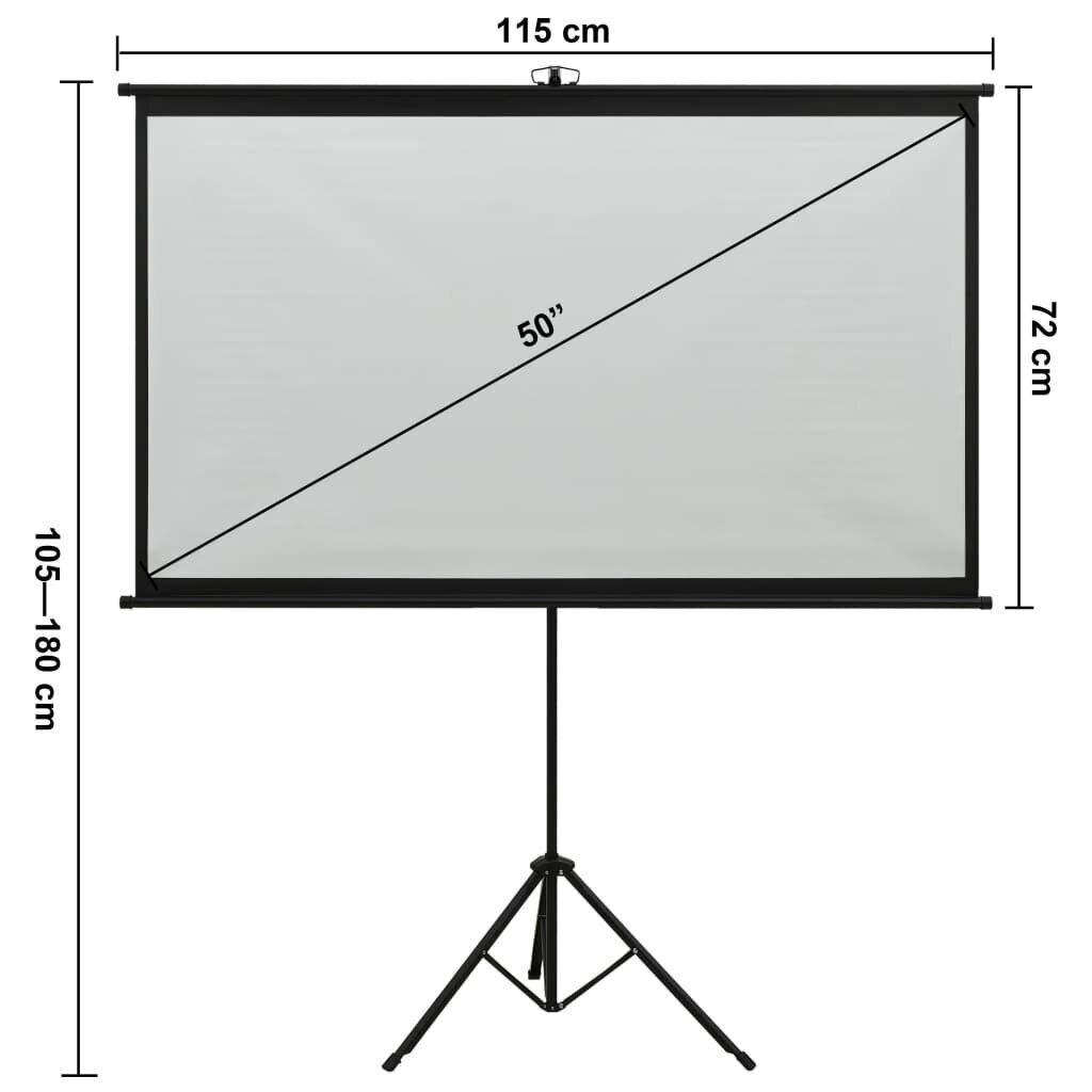 vidaXL projektori ekraan statiiviga, 50" 16:9 цена и информация | Projektori ekraanid | kaup24.ee