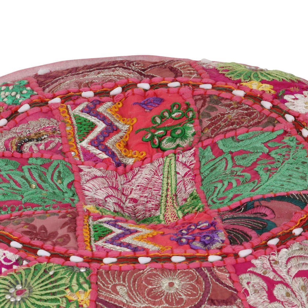 vidaXL lapitehnikas ümmargune tumba, puuvill, 40 x 20 cm, roosa hind ja info | Kott-toolid, tumbad, järid | kaup24.ee