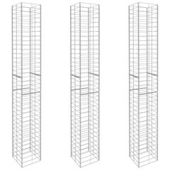 vidaXL gabioonkorvid 3 tk, tsingitud teras 25 x 25 x 197 cm hind ja info | Aiad ja tarvikud | kaup24.ee