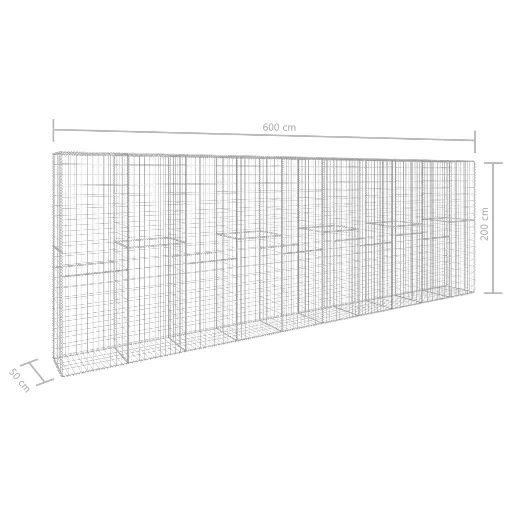 vidaXL gabioonsein kattega, tsingitud teras, 600 x 50 x 200 cm hind ja info | Aiad ja tarvikud | kaup24.ee