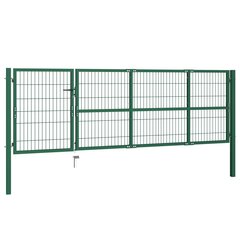 vidaXL postidega aiavärav 350 x 100 cm, terasest, roheline цена и информация | Заборы и принадлежности к ним | kaup24.ee