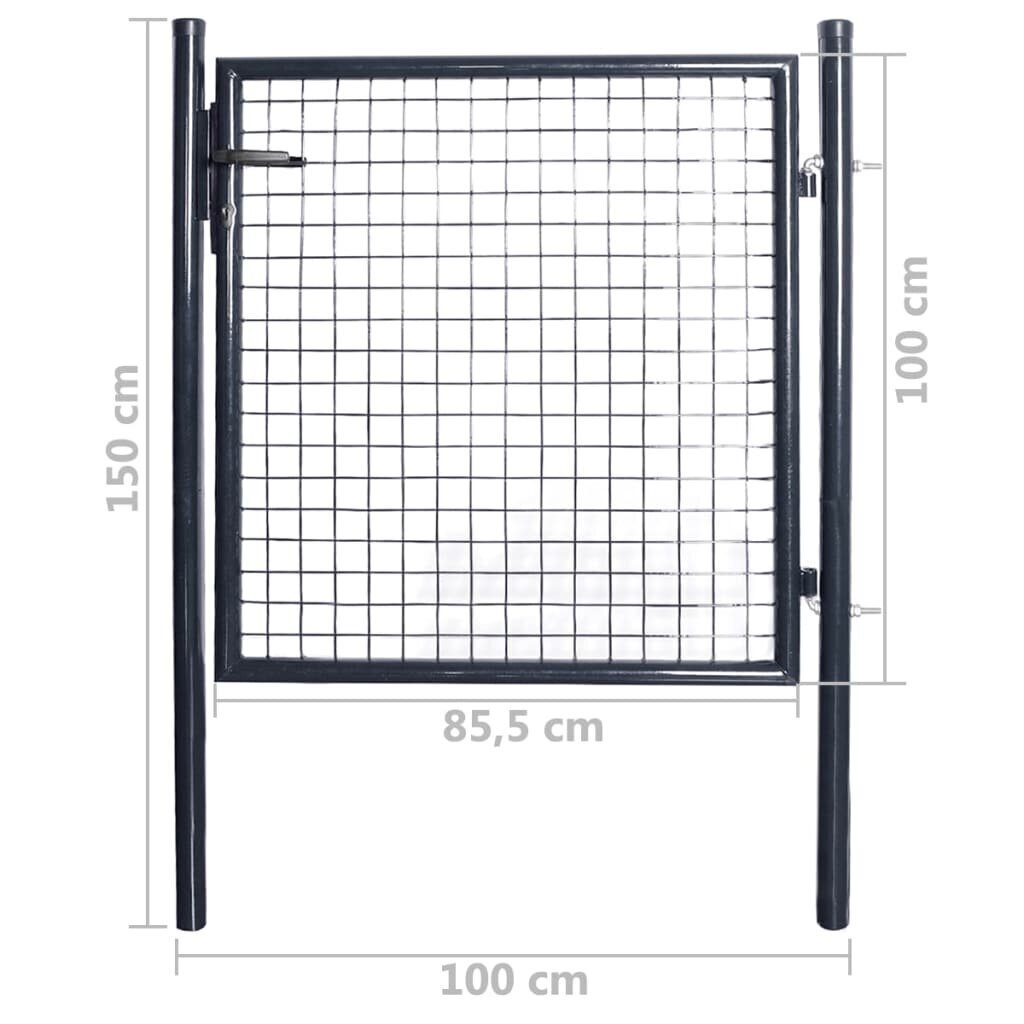 vidaXL võrgust aiavärav, tsingitud teras, 85,5 x 100 cm, hall hind ja info | Aiad ja tarvikud | kaup24.ee