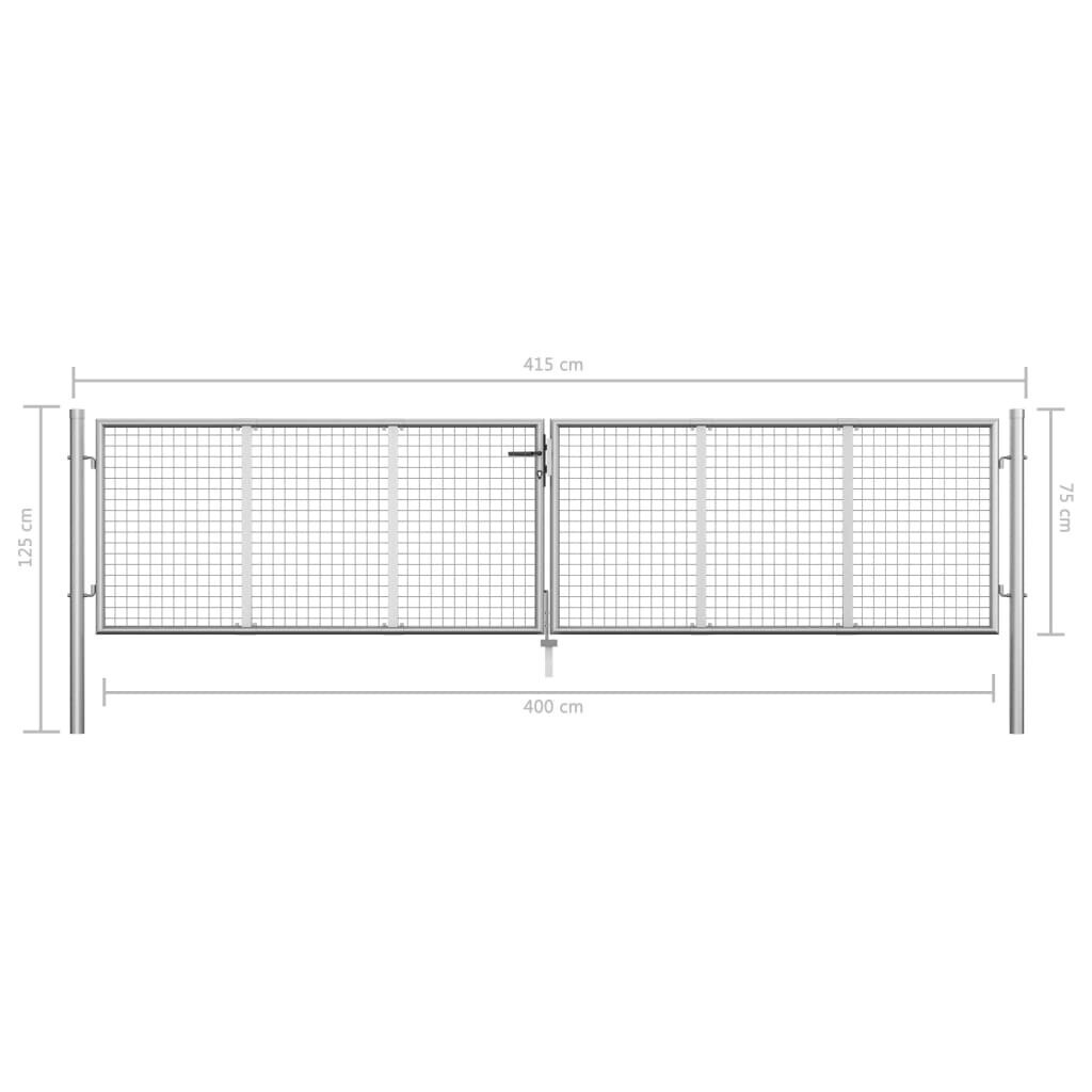 vidaXL aiavärav, tsingitud teras, 415 x 125 cm, hõbedane hind ja info | Aiad ja tarvikud | kaup24.ee