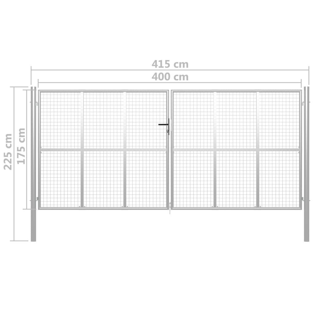 vidaXL aiavärav, tsingitud teras, 415 x 225 cm, hõbedane цена и информация | Aiad ja tarvikud | kaup24.ee