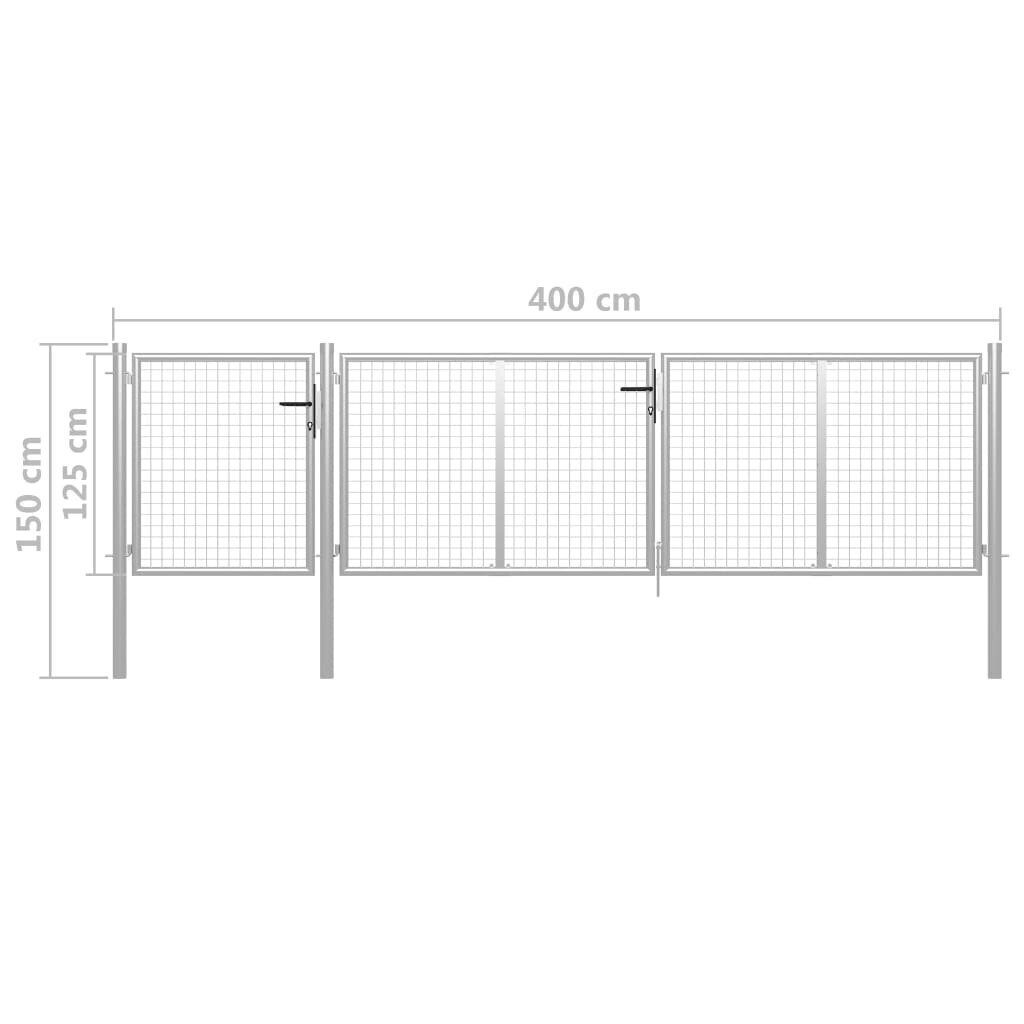 vidaXL aiavärav, teras, 400 x 100 cm, hõbedane цена и информация | Aiad ja tarvikud | kaup24.ee