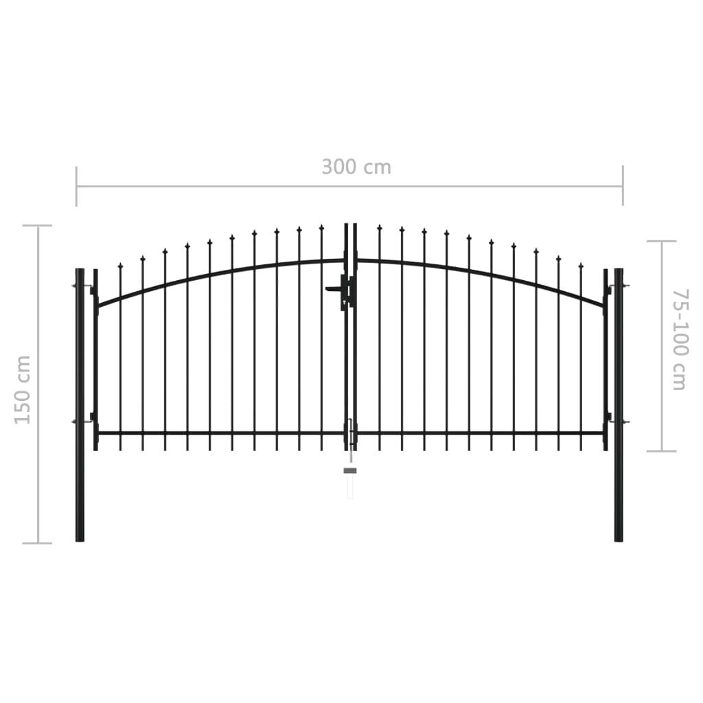 vidaXL kahepoolne aiavärav nooleotstega 300 x 150 cm цена и информация | Aiad ja tarvikud | kaup24.ee