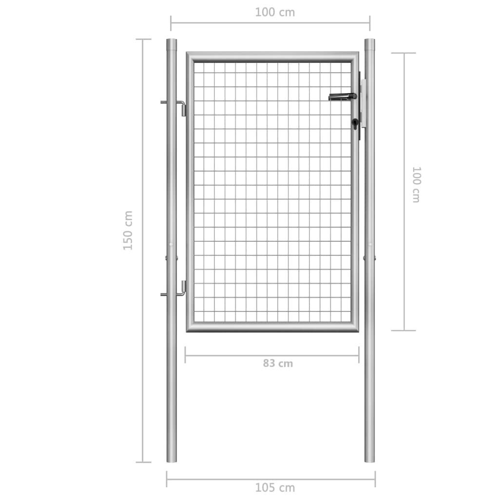 vidaXL aiavärav, tsingitud teras, 105 x 150 cm, hõbedane hind ja info | Aiad ja tarvikud | kaup24.ee
