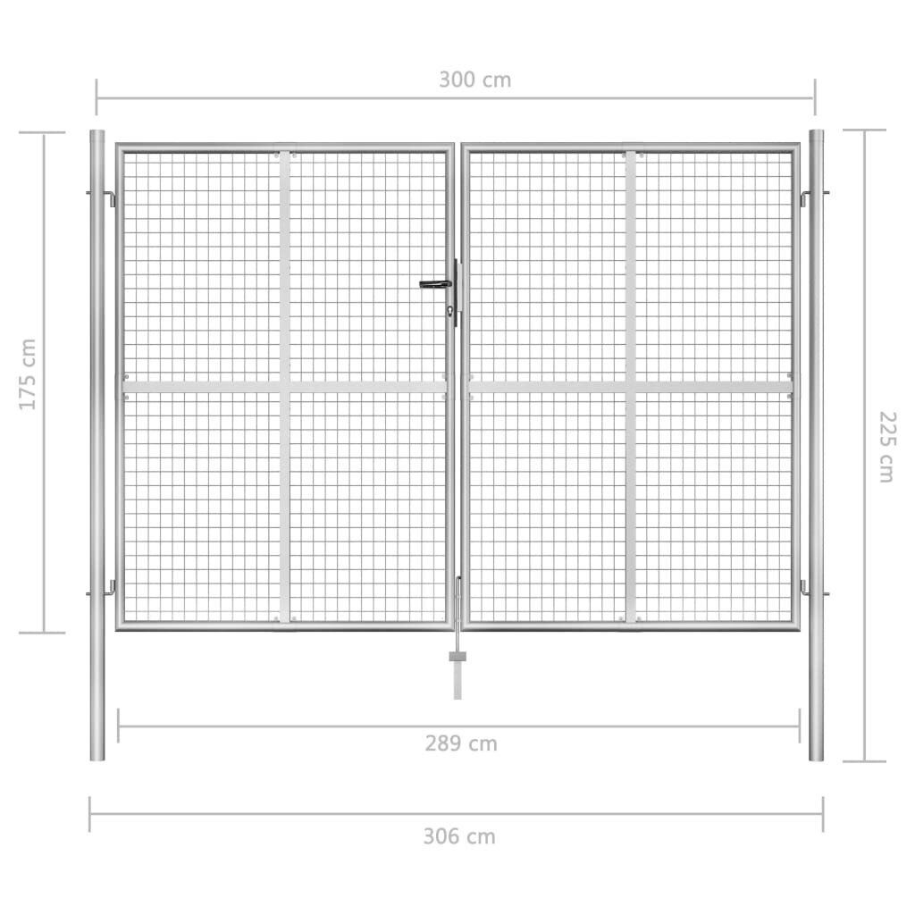 vidaXL aiavärav, tsingitud teras, 306 x 225 cm, hõbedane hind ja info | Aiad ja tarvikud | kaup24.ee