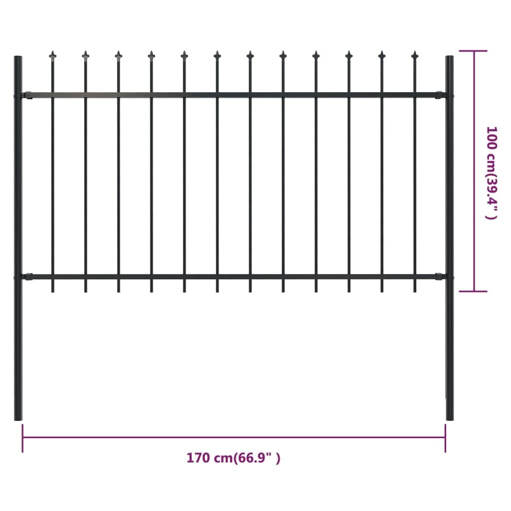 vidaXL terava otsaga aed, terasest, 1,7 x 1 m, must hind ja info | Aiad ja tarvikud | kaup24.ee