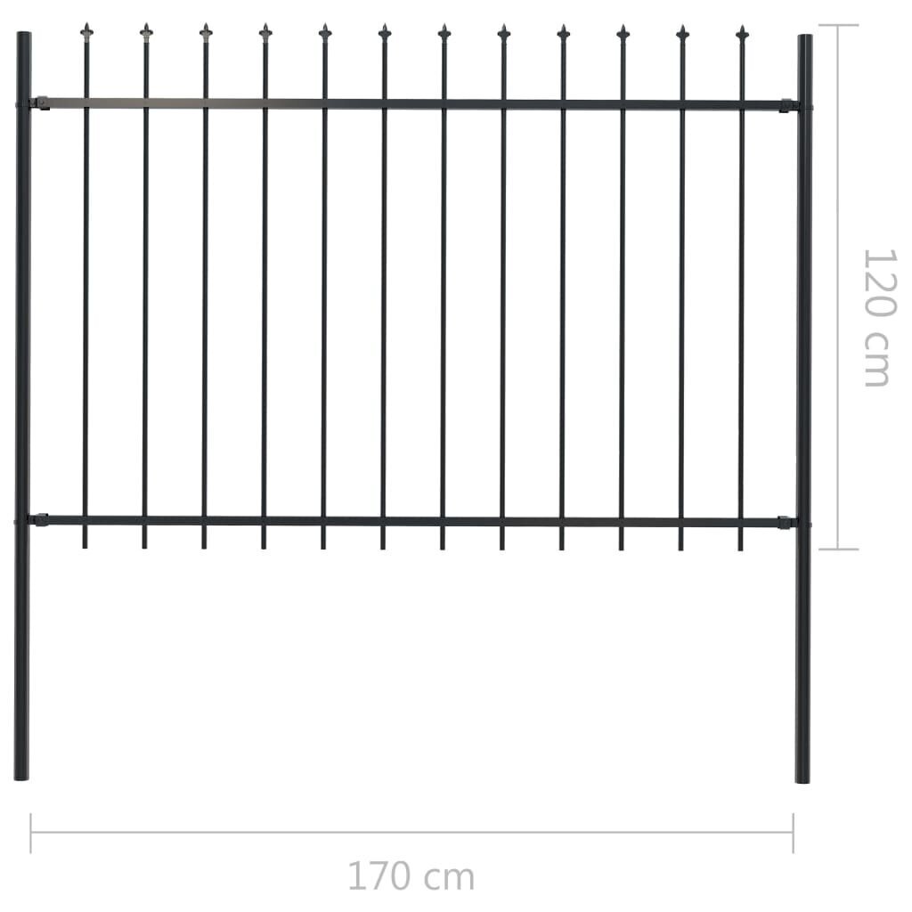 vidaXL terava otsaga aed, terasest, 1,7 x 1,2 m, must hind ja info | Aiad ja tarvikud | kaup24.ee