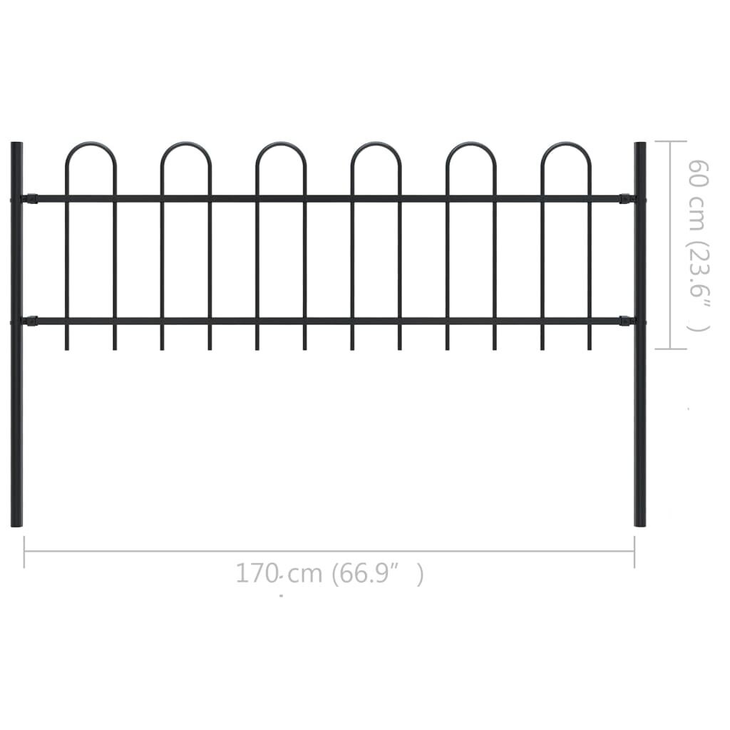 vidaXL kumerate otstega aed, teras, 1,7 x 0,6 m, must hind ja info | Aiad ja tarvikud | kaup24.ee