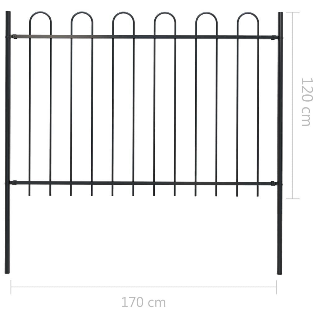 vidaXL kumerate otstega aed, teras, 1,7 x 1,2 m, must hind ja info | Aiad ja tarvikud | kaup24.ee