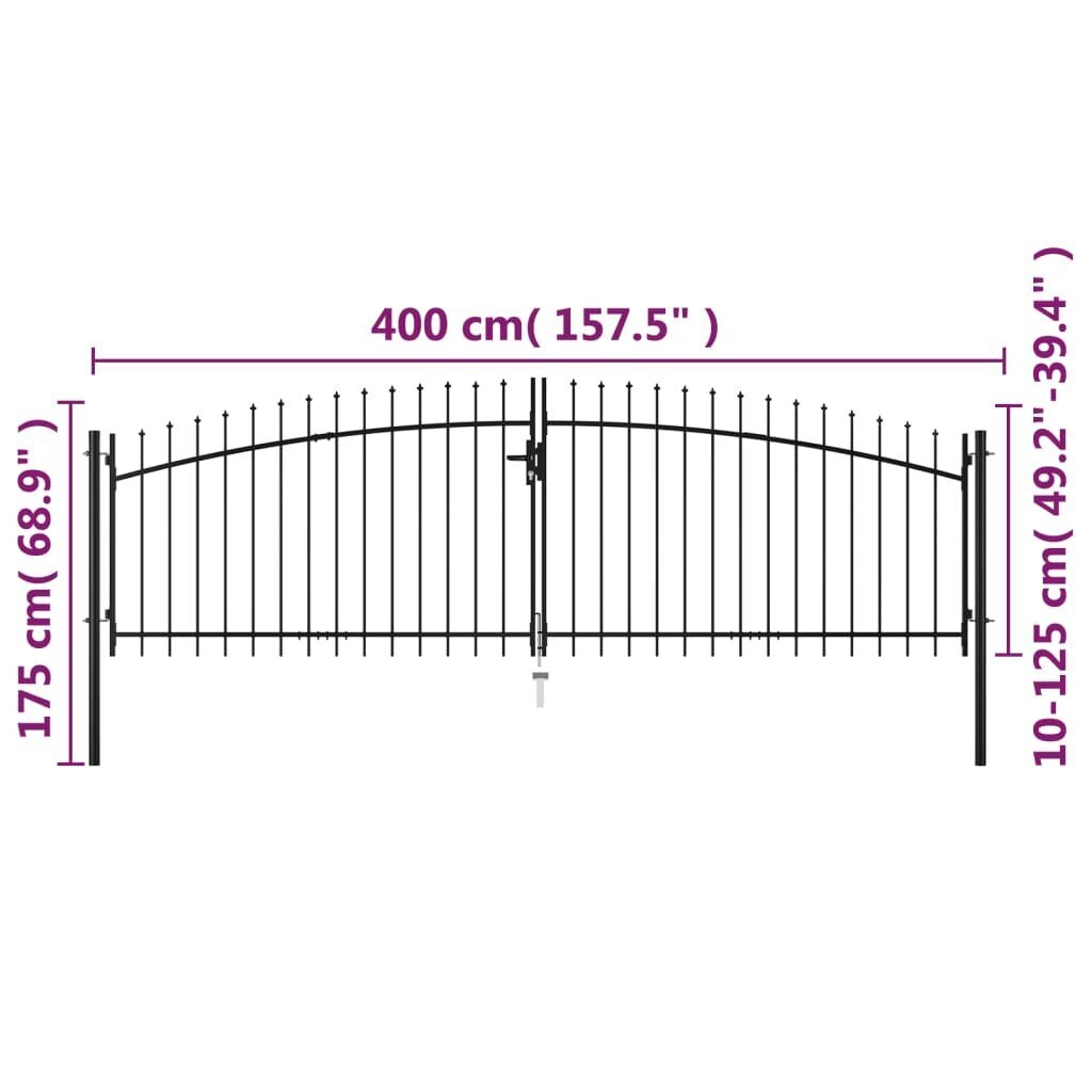 vidaXL kahepoolne aiavärav nooleotstega 400 x 175 cm цена и информация | Aiad ja tarvikud | kaup24.ee