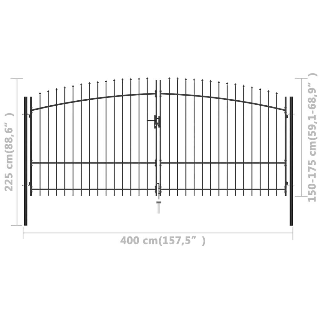 vidaXL kahepoolne aiavärav nooleotstega 400 x 225 cm цена и информация | Aiad ja tarvikud | kaup24.ee