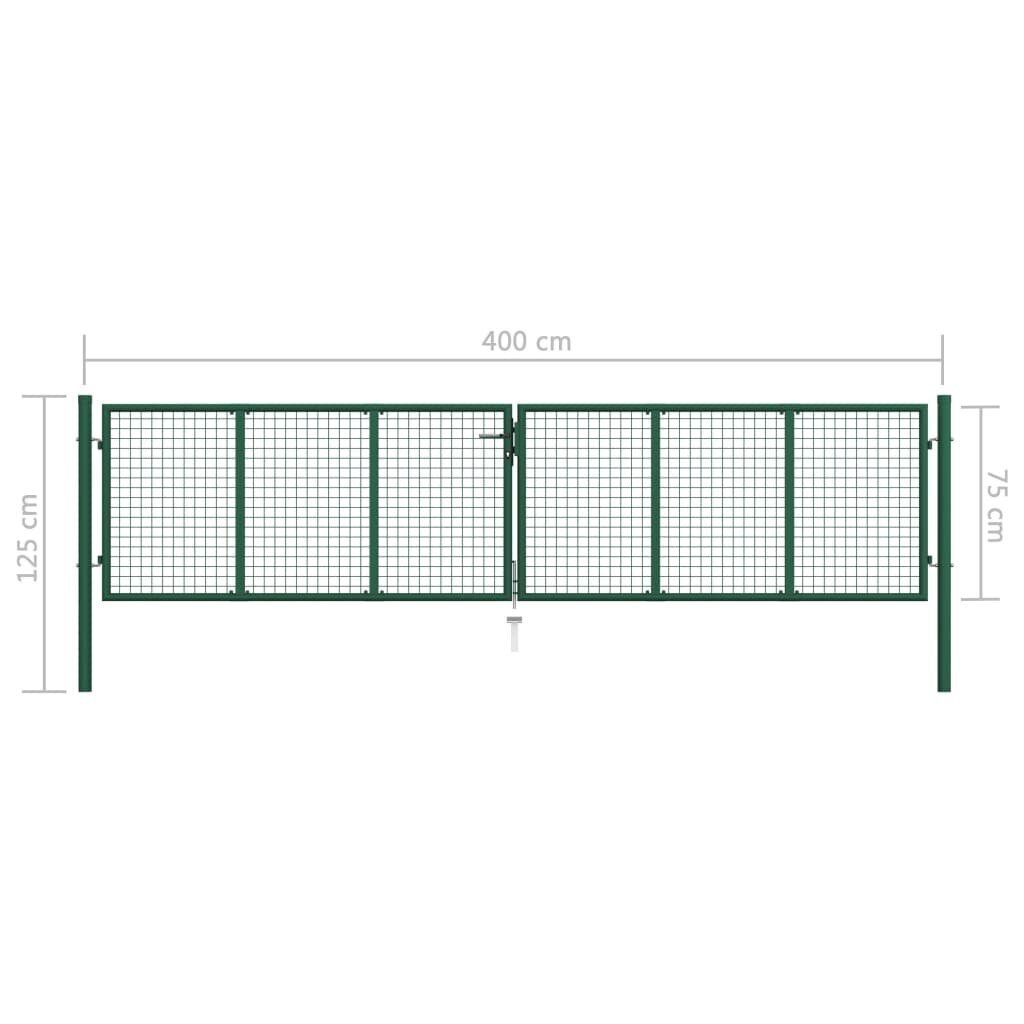 vidaXL võrkaiavärav, teras, 400 x 75 cm, roheline hind ja info | Aiad ja tarvikud | kaup24.ee