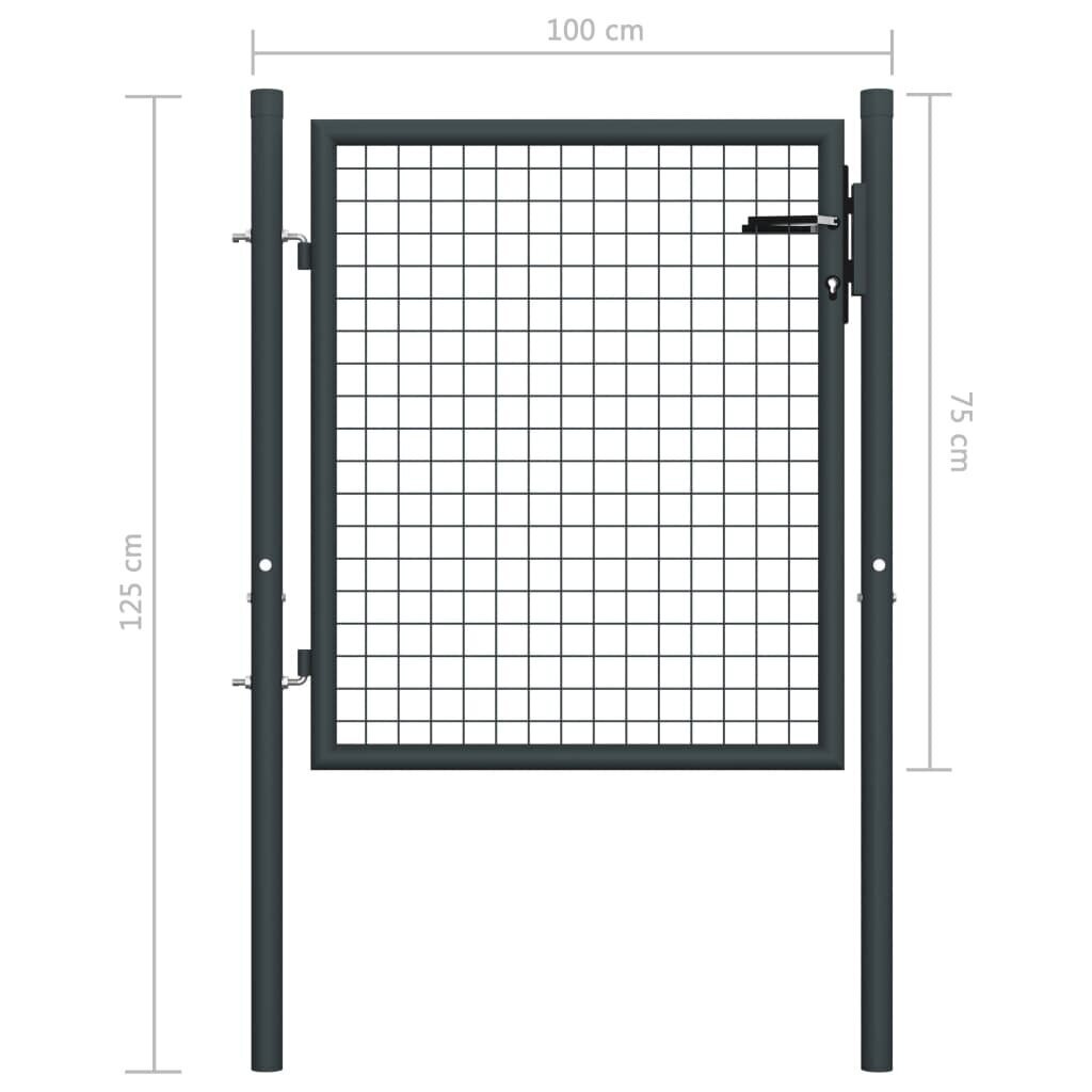 vidaXL võrgust aiavärav, tsingitud teras, 100 x 125 cm, hall hind ja info | Aiad ja tarvikud | kaup24.ee