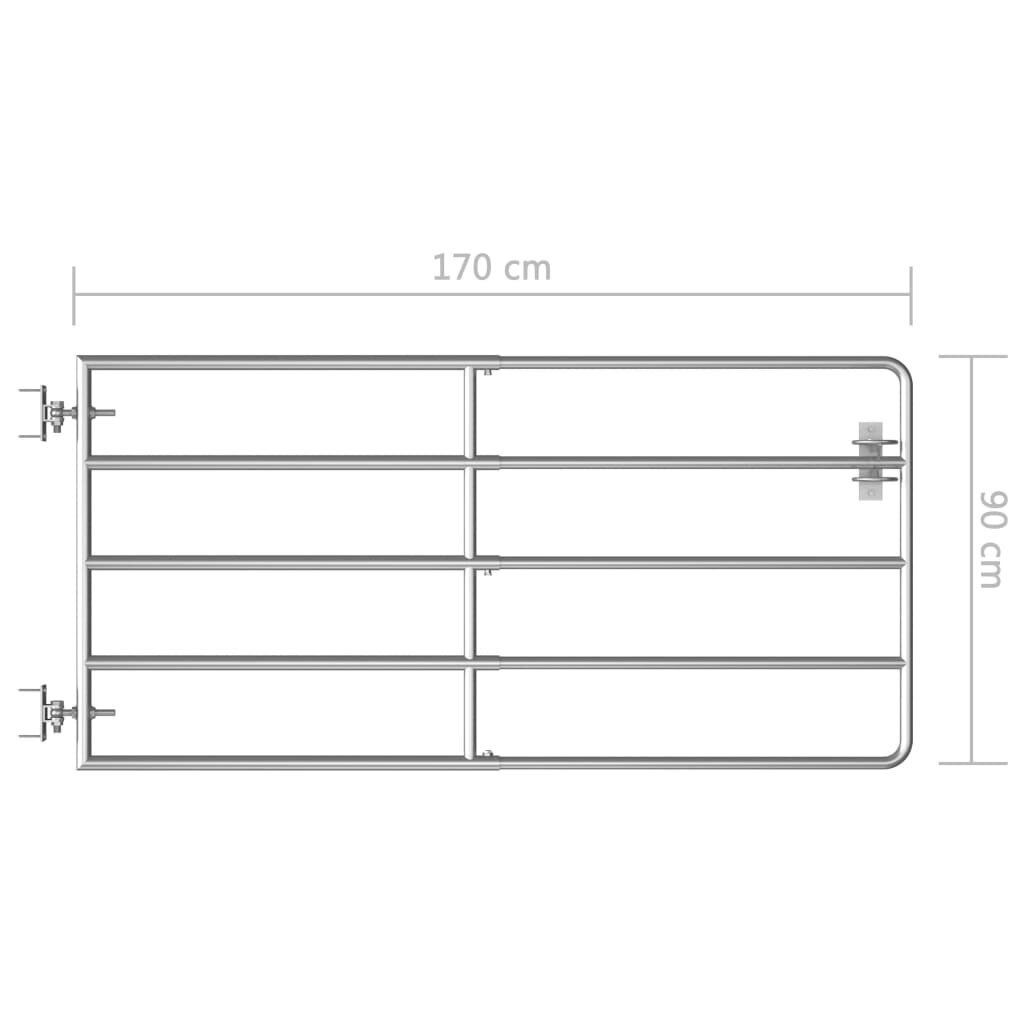 vidaXL 5 latiga põlluvärav, teras, (95–170) x 90 cm, hõbedane hind ja info | Aiad ja tarvikud | kaup24.ee