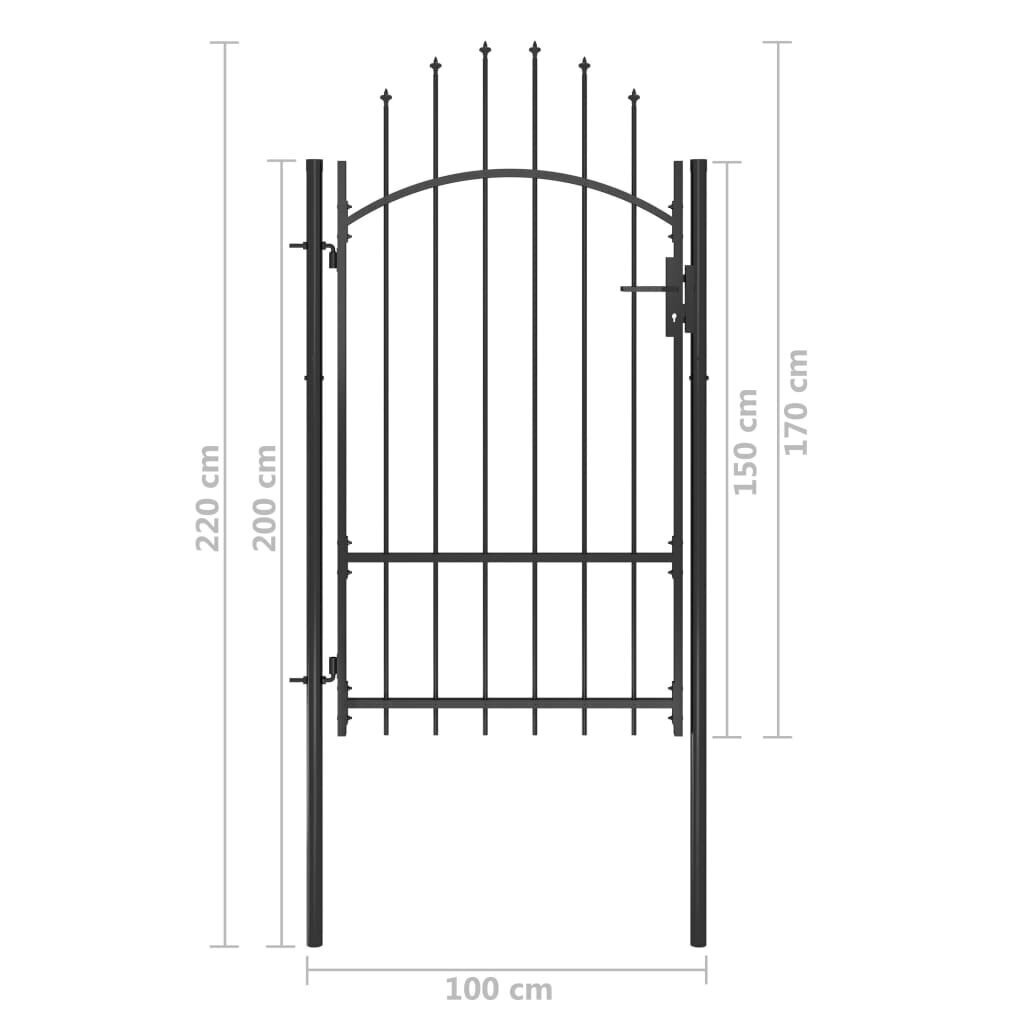 vidaXL aiavärav, teras, 1 x 2,2 m, must цена и информация | Aiad ja tarvikud | kaup24.ee