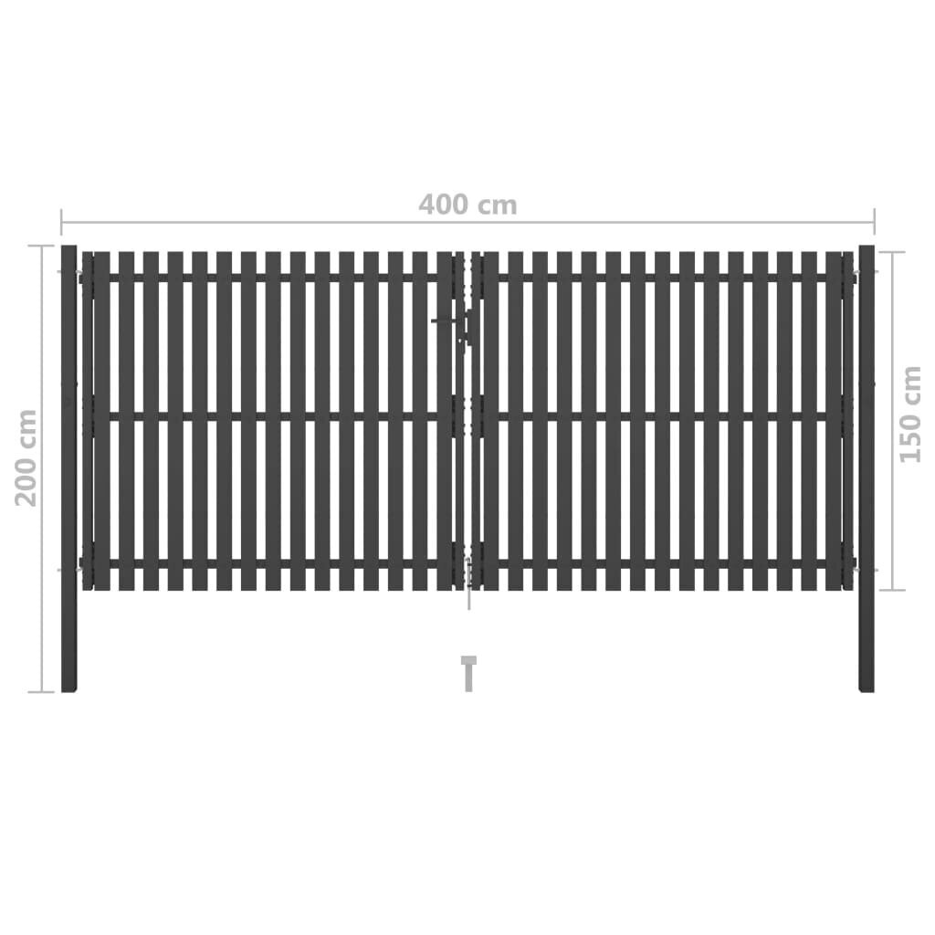 vidaXL aiavärav, teras, 4 x 2 m, antratsiithall hind ja info | Aiad ja tarvikud | kaup24.ee