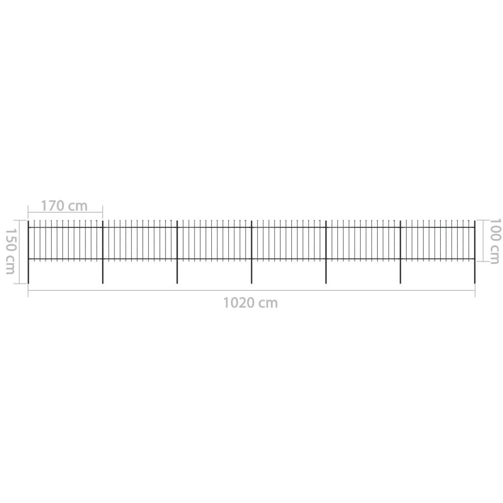 vidaXL terava otsaga aed, terasest, 10,2 x 1 m, must hind ja info | Aiad ja tarvikud | kaup24.ee