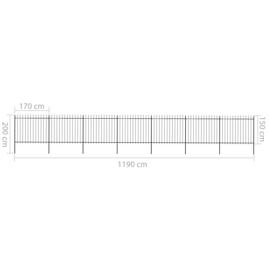 vidaXL terava otsaga aed, terasest, 11,9 x 1,5 m, must цена и информация | Aiad ja tarvikud | kaup24.ee