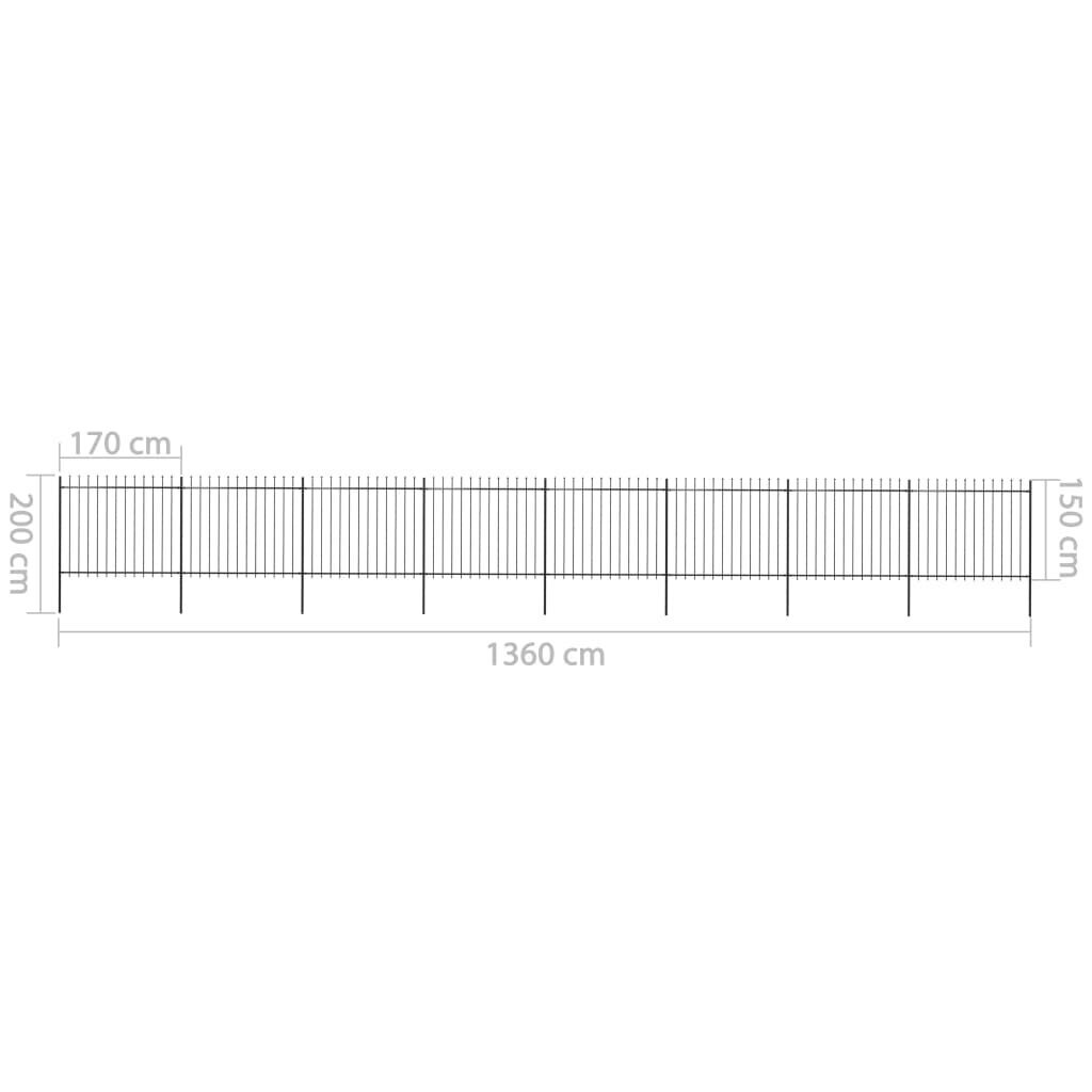 vidaXL terava otsaga aed, terasest, 13,6 x 1,5 m, must цена и информация | Aiad ja tarvikud | kaup24.ee