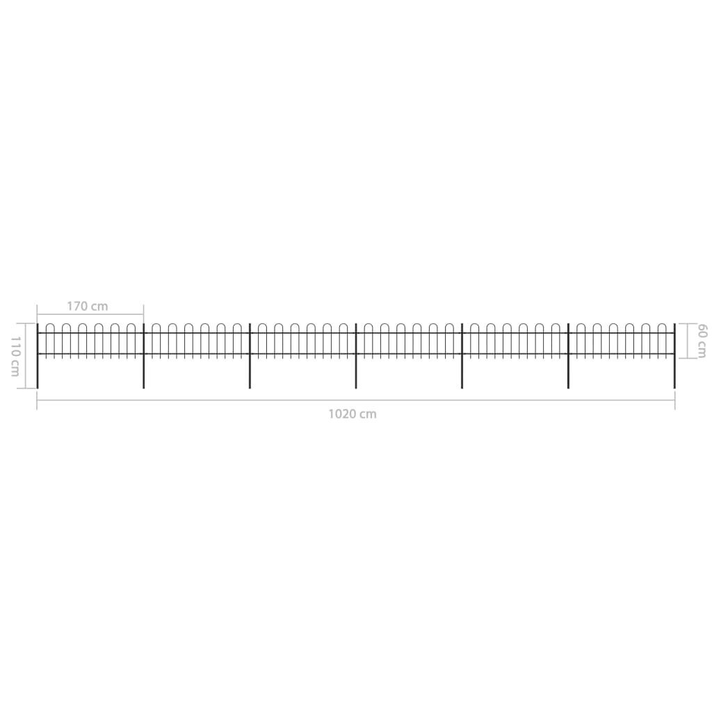 vidaXL kumerate otstega aed, teras, 10,2 x 0,6 m, must hind ja info | Aiad ja tarvikud | kaup24.ee