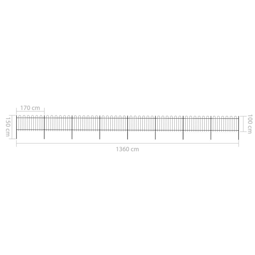 vidaXL kumerate otstega aed, teras, 13,6 x 1 m, must hind ja info | Aiad ja tarvikud | kaup24.ee