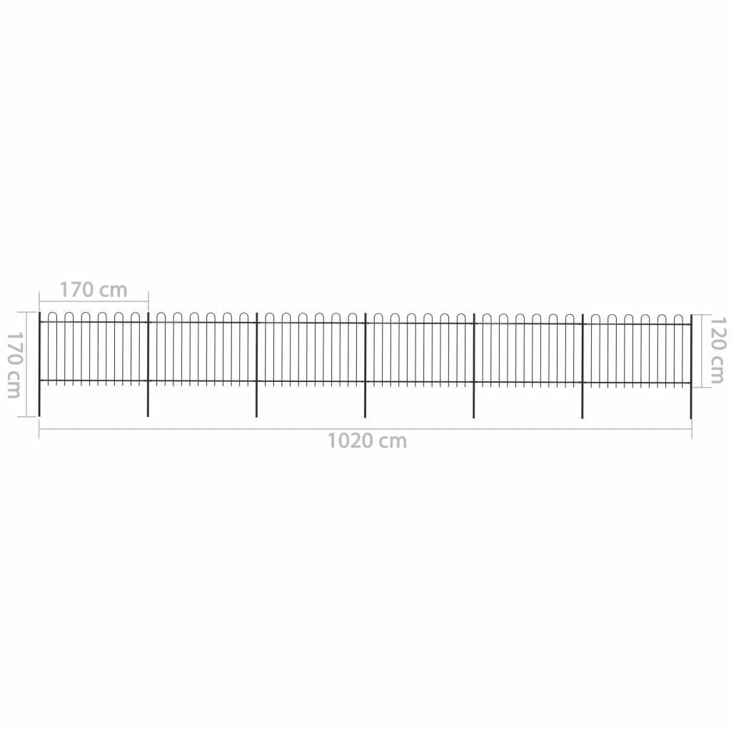 vidaXL kumerate otstega aed, teras, 10,2 x 1,2 m, must цена и информация | Aiad ja tarvikud | kaup24.ee