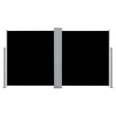 vidaXL lahtitõmmatav kahene terrassi külgsein, 170 x 600 cm, must цена и информация | Заборы и принадлежности к ним | kaup24.ee