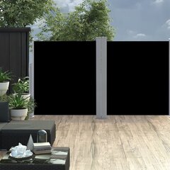 vidaXL lahtitõmmatav kahene terrassi külgsein, 170 x 600 cm, must hind ja info | Aiad ja tarvikud | kaup24.ee