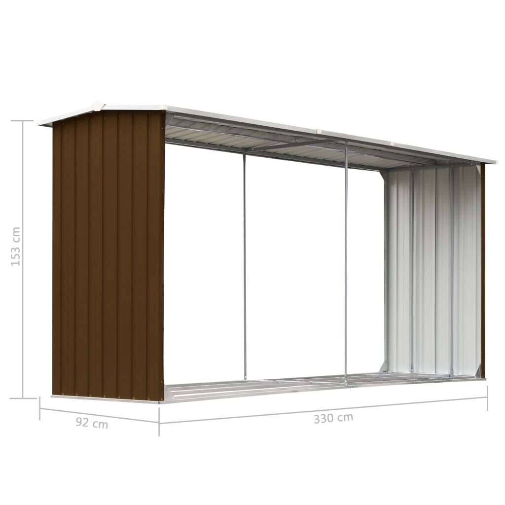 vidaXL puukuur tsingitud terasest, 330 x 92 x 153 cm, pruun hind ja info | Kuurid ja aiamajad | kaup24.ee