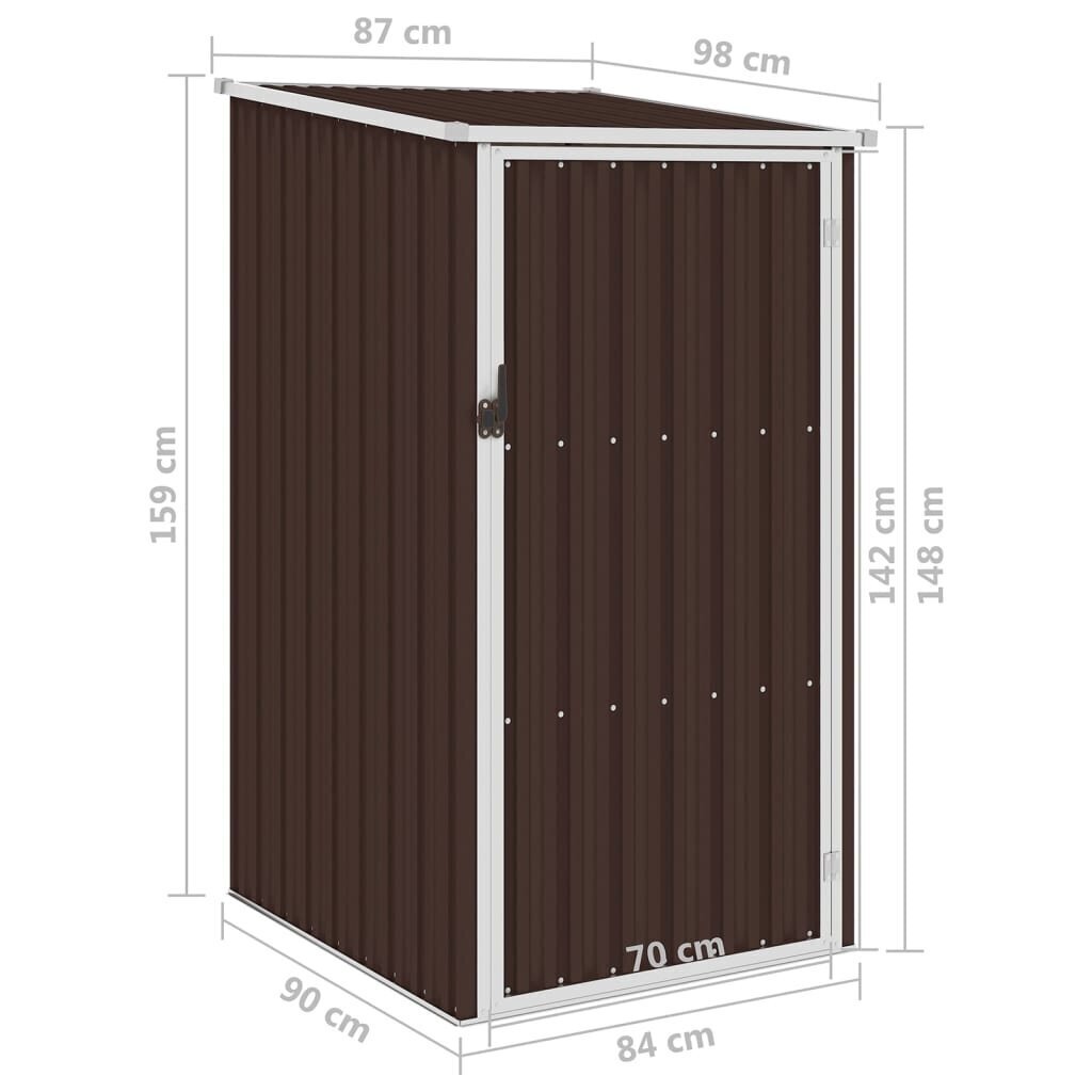 vidaXL aiakuur, pruun, 87 x 98 x 159 cm, tsingitud teras цена и информация | Kuurid ja aiamajad | kaup24.ee