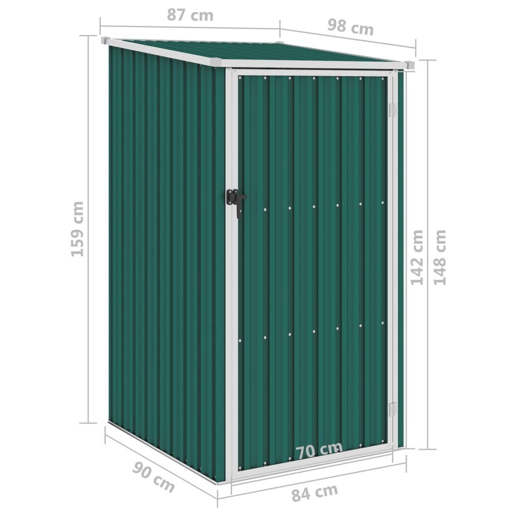 vidaXL aiakuur, roheline, 87 x 98 x 159 cm, tsingitud teras hind ja info | Kuurid ja aiamajad | kaup24.ee