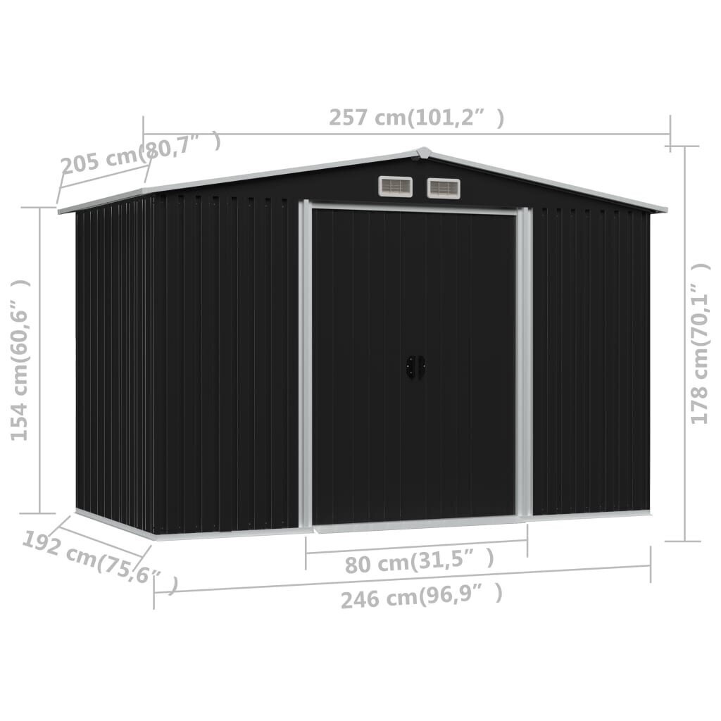 vidaXL aiakuur antratsiit, teras, 257 x 205 x 178 cm цена и информация | Kuurid ja aiamajad | kaup24.ee