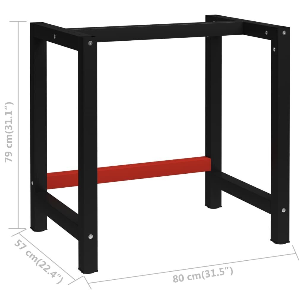 vidaXL tööpingi raam metall 80 x 57 x 79 cm, must ja punane hind ja info | Muud mööblitarvikud | kaup24.ee