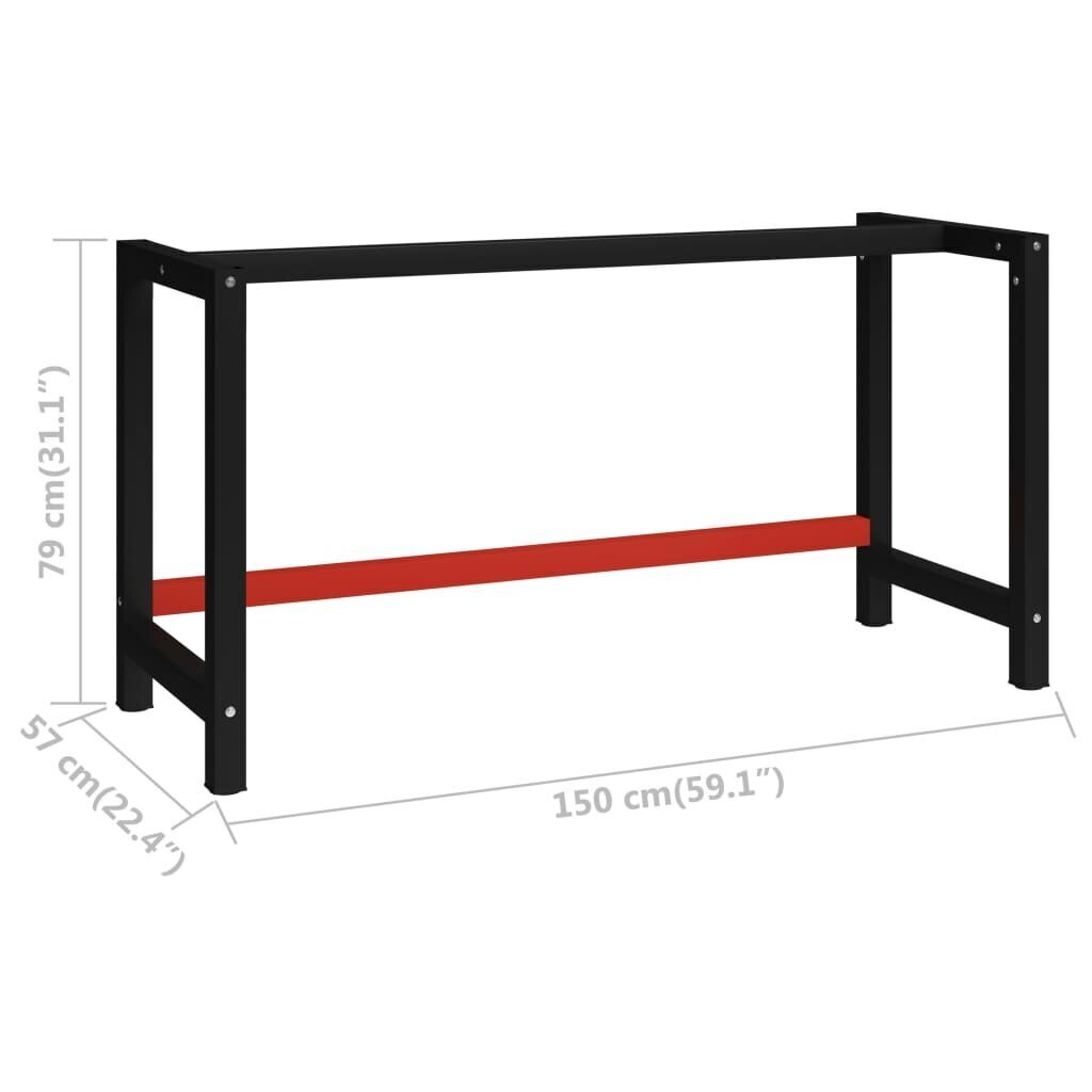 vidaXL tööpingi raam metall 150 x 57 x 79 cm, must ja punane hind ja info | Muud mööblitarvikud | kaup24.ee