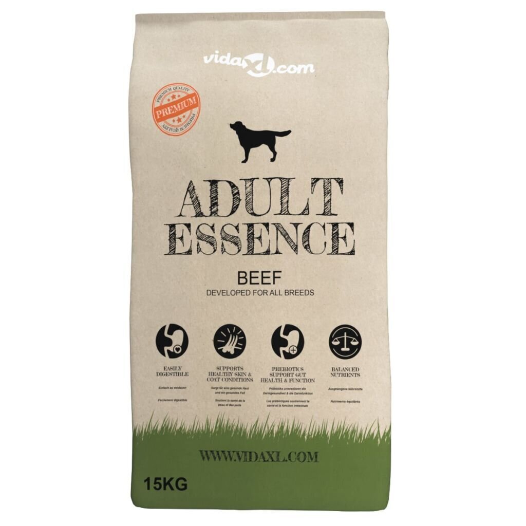 vidaXL Premium koerte kuivtoit Adult Essence Beef, 15 kg hind ja info | Kuivtoit koertele | kaup24.ee