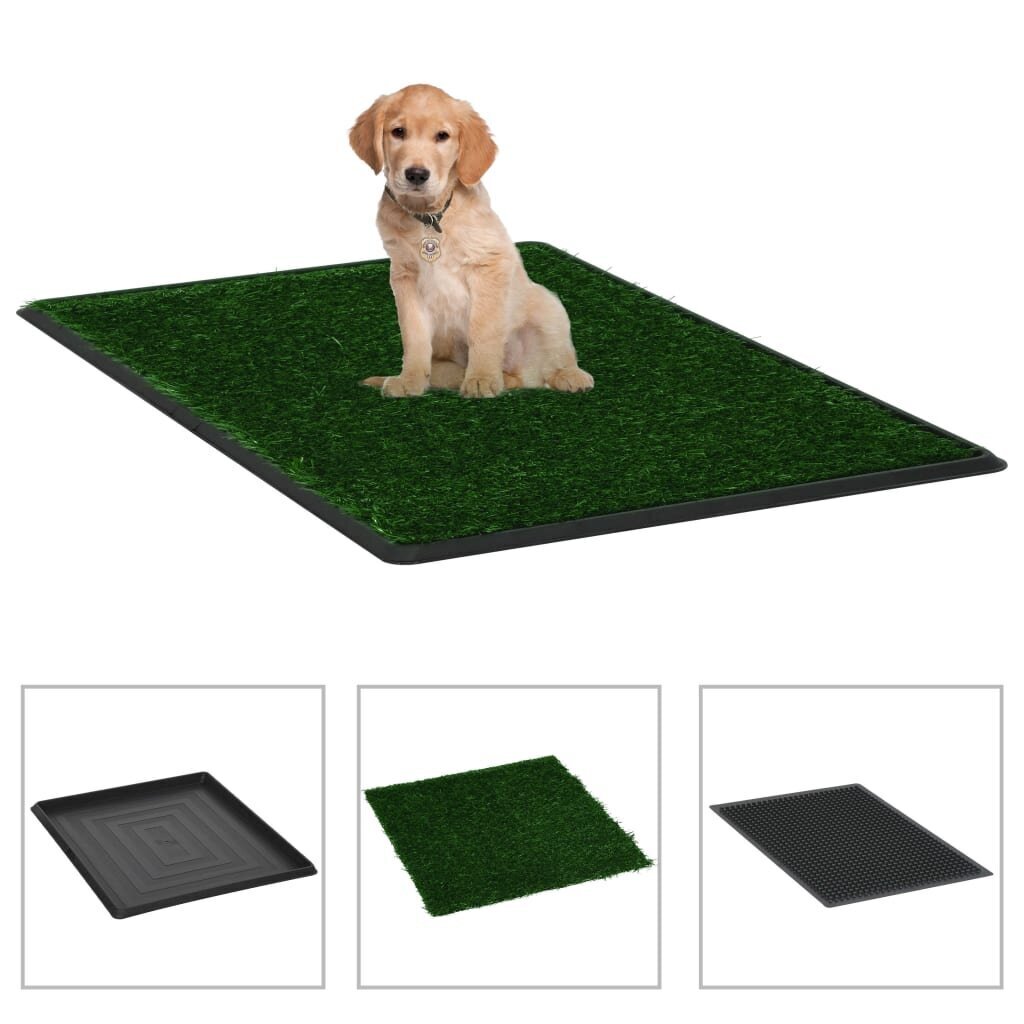 vidaXL koera tualett aluse ja rohelise kunstmuruga 64x51x3 cm hind ja info | Hooldusvahendid loomadele | kaup24.ee