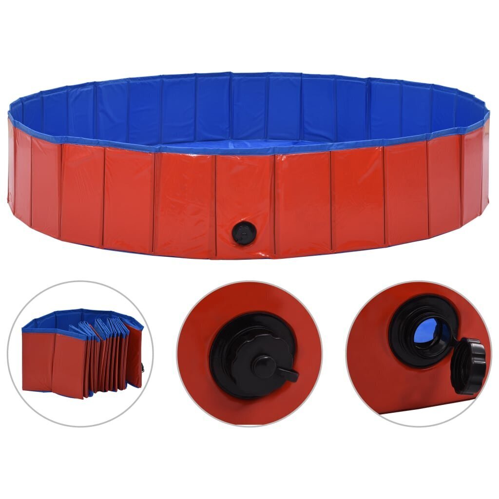 vidaXL kokkupandav koertebassein, punane, 160 x 30 cm, PVC hind ja info | Hooldusvahendid loomadele | kaup24.ee