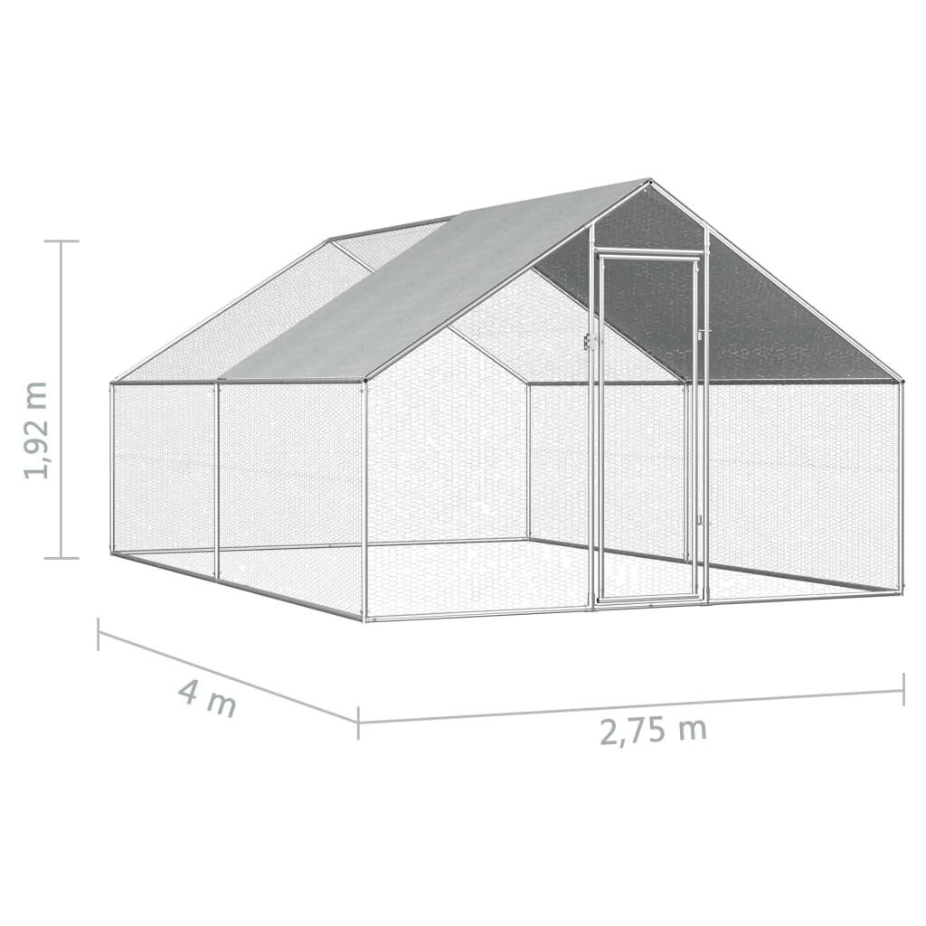 vidaXL kanapuur, 2,75 x 4 x 1,92 m, tsingitud teras hind ja info | Pesakastid, söötjad ja puurid | kaup24.ee