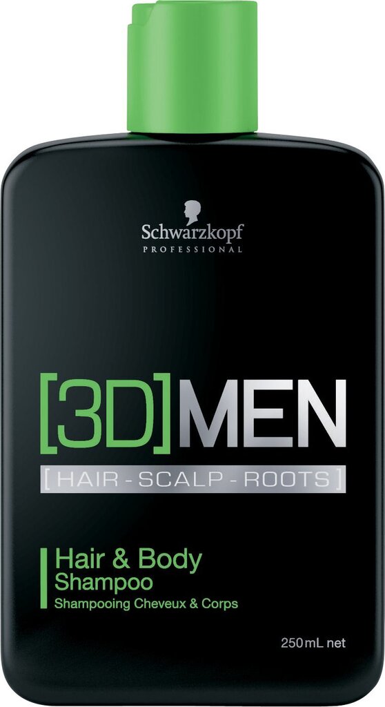 Schwarzkopf 3D MEN Hair & Body šampoon ja dušigeel 250 ml hind ja info | Šampoonid | kaup24.ee