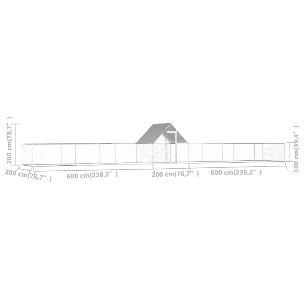vidaXL kanakuut, 14 x 2 x 2 m, tsingitud teras hind ja info | Puurid ja tarvikud väikeloomadele | kaup24.ee