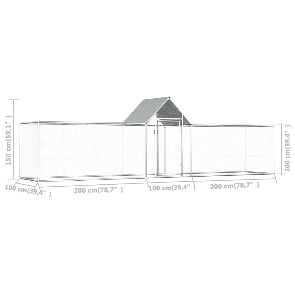 vidaXL kanakuut, 5 x 1 x 1,5 m, tsingitud teras hind ja info | Puurid ja tarvikud väikeloomadele | kaup24.ee