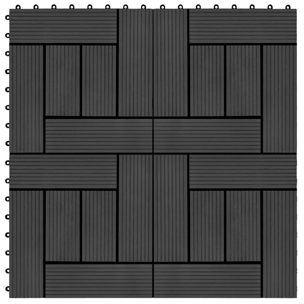 vidaXL terrassiplaadid, 11 tk, WPC, 30 x 30 cm, 1 m², must цена и информация | Terrassipõrandad | kaup24.ee