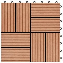 vidaXL terrassiplaadid, 11 tk, WPC, 30 x 30 cm, 1 m², tiikpuidu värvi цена и информация | Террасный пол | kaup24.ee