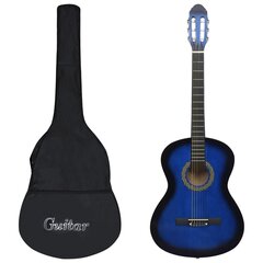 vidaXL klassikaline kitarr algajatele kotiga sinine 4/4 39" цена и информация | Гитары | kaup24.ee