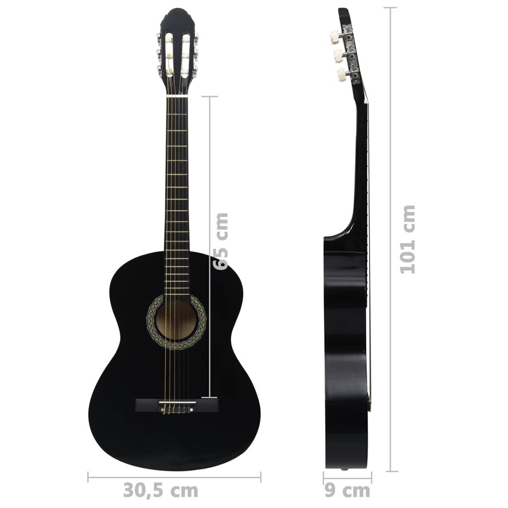 vidaXL klassikaline kitarr algajatele, must 4/4 39" Ameerika pärn цена и информация | Kitarrid | kaup24.ee