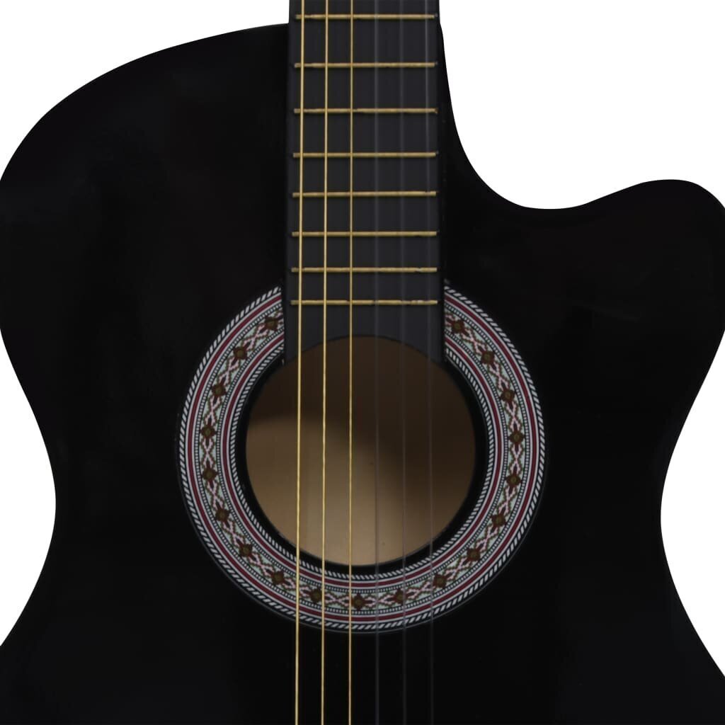 vidaXL 12-osaline akustilise kitarri komplekt 6 keelega, must, 38'' цена и информация | Kitarrid | kaup24.ee
